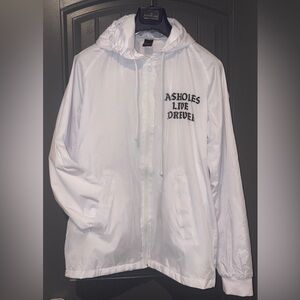 A$$holes Live Forever Nylon windbreaker Hooded zip front rain jacket pocketed M